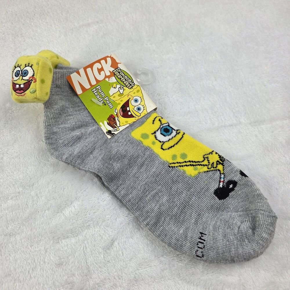 SpongeBob SquarePants Women’s Size 9-11 Ankle Cut‎ with Pom Pom Heads 2005